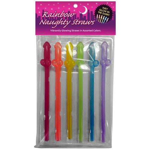Glowing Naughty Penis Straws x6