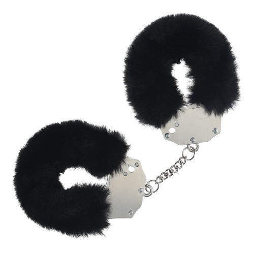 OUCH! Heavy-Duty Fluffy Cuffs - Black Black Fluffy Restraints