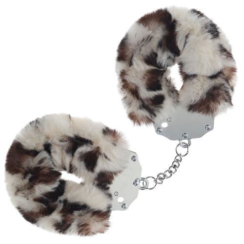 OUCH! Heavy-Duty Fluffy Cuffs - Snow Leopard Snow Leopard Fluffy Restraints