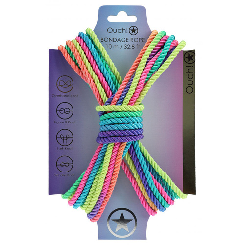 OUCH! Bondage Rope - 10 M - Multicolour 2 Multicoloured Nylon Bondage Rope - 10 metre Length