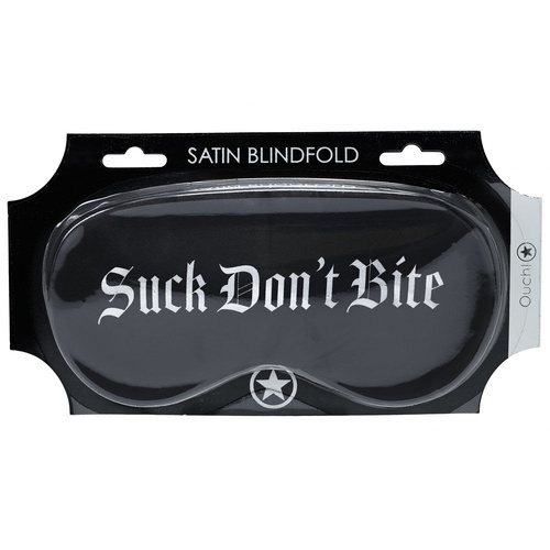 OUCH! Satin Mask - Suck Don't Bite Black Printed Eye Mask