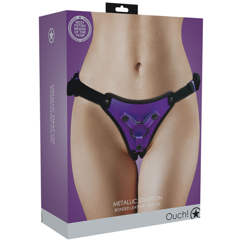 OUCH! Metallic Strap On Harness - Metallic Purple Metallic Purple Adjustable Strap-On Harness (No Probe Included)