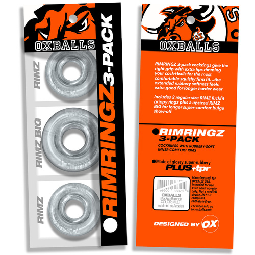 oxballs RIMRINGZ multi size 3-pack CLEAR