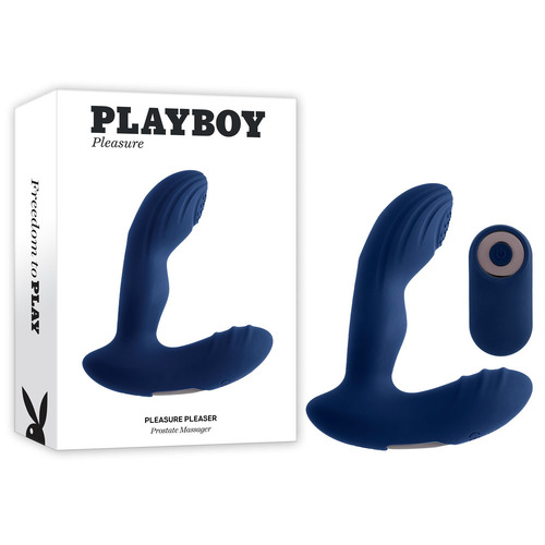 Playboy Pleasure PLEASURE PLEASER Blue USB Rechargeable Vibrating Prostate Massager with Wireless Remote