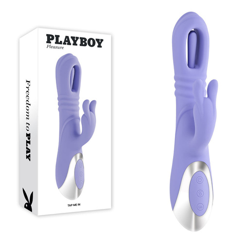 Playboy Pleasure TAP ME IN Purple 24.2 cm USB Rechargeable Rabbit Vibrator with Tapping Shaft