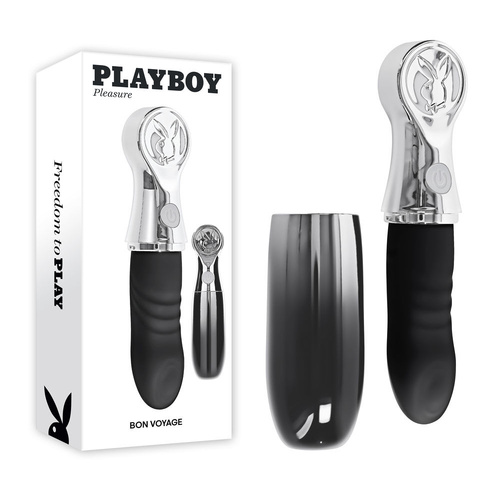Playboy Pleasure BON VOYAGE Black/Chrome 18.7 cm USB-C Rechargeable Tapping Vibrator