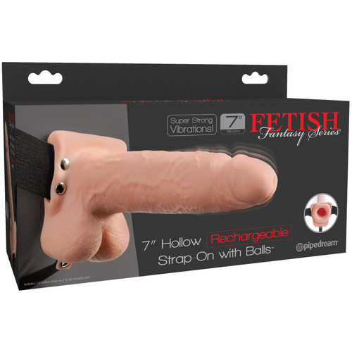 7" Hollow Vibrating Strap-On + Balls