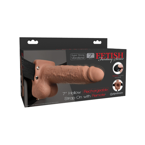 7" Hollow Vibrating Strap On