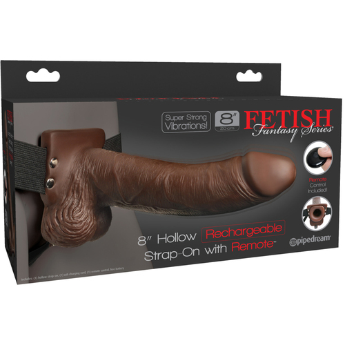 8" Hollow Vibrating Strap-On