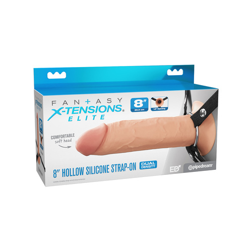 Fantasy X Tensions Elite 8". Silicone Hollow Strap On Dual Density Light