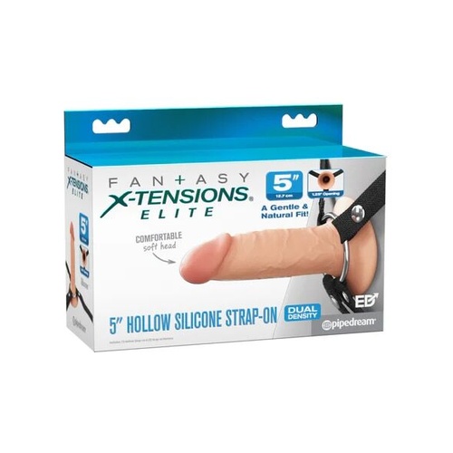 Fantasy X-Tensions Elite 5 in. Silicone Hollow Strap-On Dual Density Light