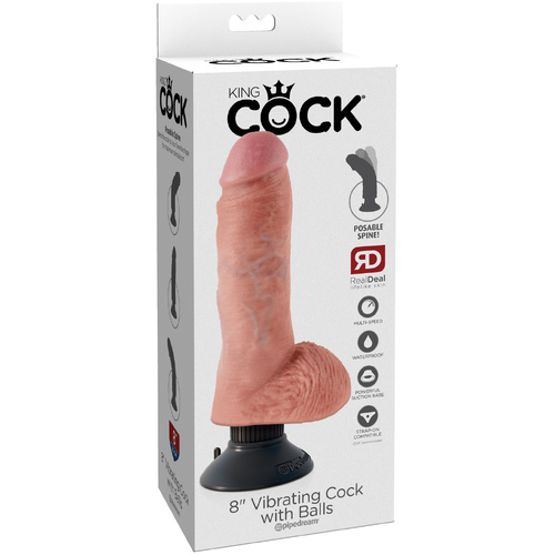 8" Vibrating Cock + Balls