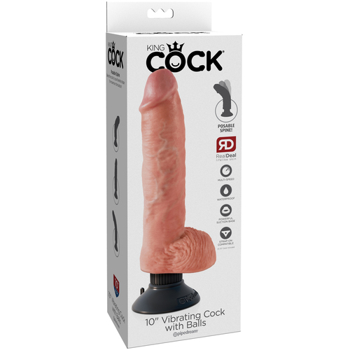 10" Vibrating Cock + Balls