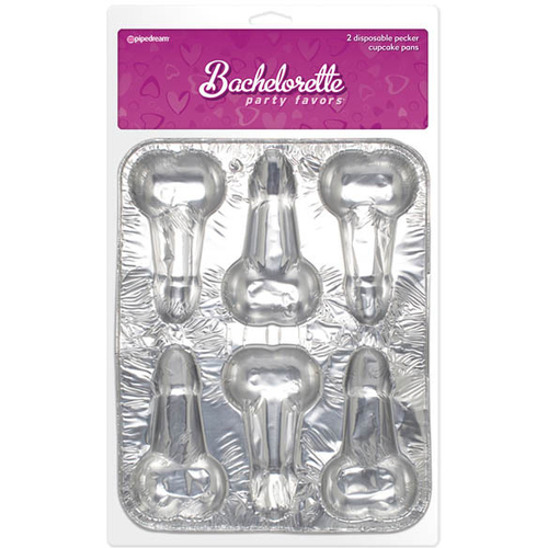 Bachelorette Party Favors - Disposable Pecker Cupcake Pans Makes 6 Pecker Cupcakes - Set of 2