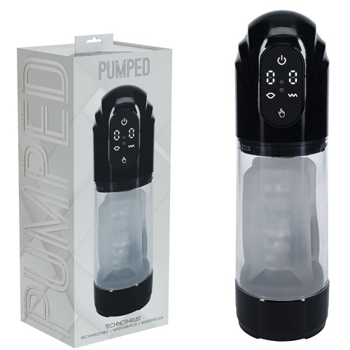 PUMPED TechnoThrust Auto Masturbator Black/Clear USB Rechargeable Auto Maturbator