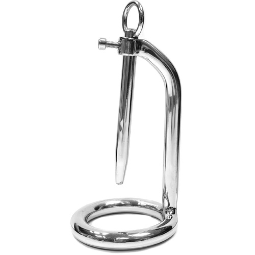 Stainless Steel 45Mm Chastity Ring With Urethral Stick