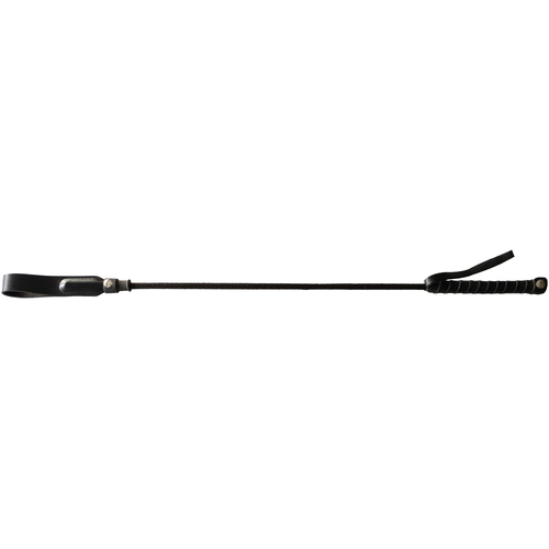 Black Long Riding Crop Slim Leather Tip