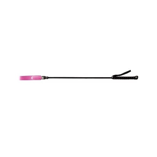 Rouge Pink Long Riding Crop Slim Leather Tip 24"