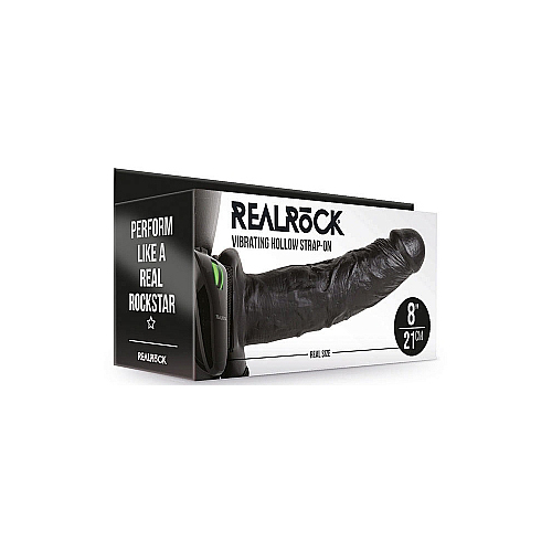 8" Hollow Vibrating Strap-On System