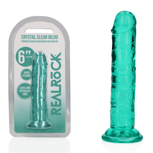 REALROCK 15.5 cm Straight Dildo - Turquoise Turquoise 15.5 cm (6'') Dong