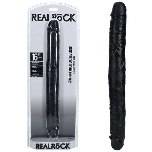 REALROCK 40cm Thick Double Dildo - Black Black 40 cm (16'') Thick Double Dong
