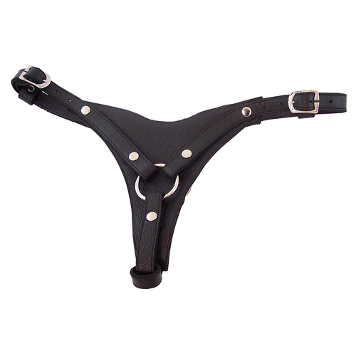 FEMALE LEATHER DILDO HARNESS BLACK