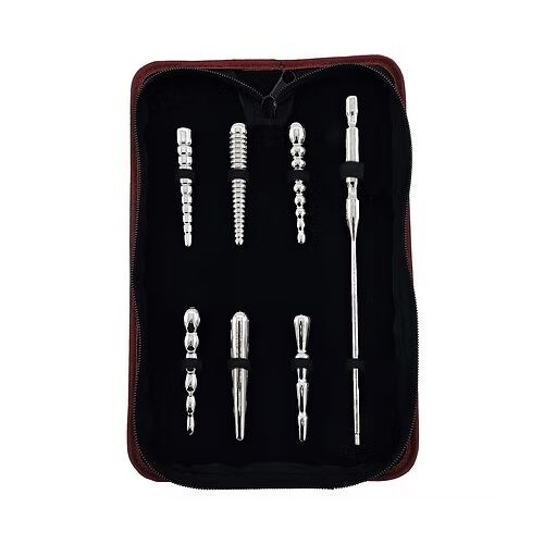 Rouge Stainless Steel Penis Plug 6 Piece Set With Handle In Case