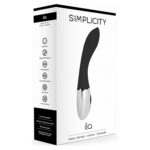 Ila Classic Vibrator Silicone 10 Speed Black