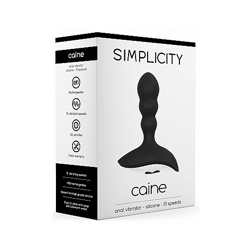 Caine Anal Vibrator Silicone 10 Speed Black