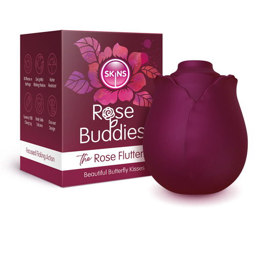 Skins Rose Buddies - The Rose Flutterz Purple USB Rechargeable Flicking Rose Stimulator