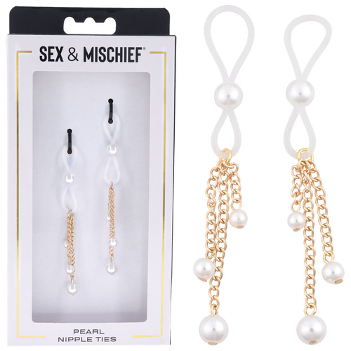 Sex & Mischief Pearl Nipple Ties /Pearl Nipple Restraints Set Of 2