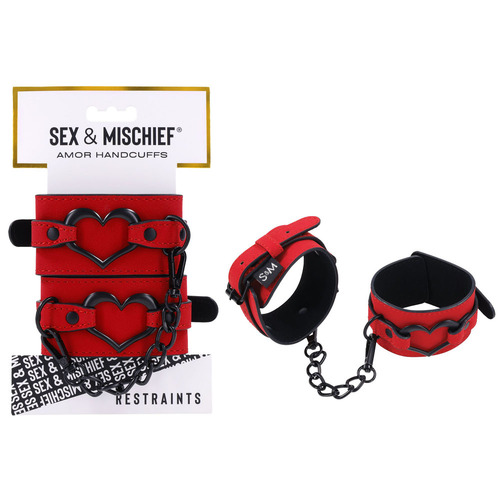 Sex & Mischief Amor Handcuffs Red Restraints