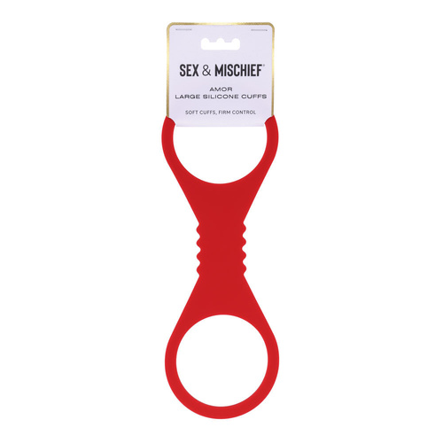 Sex & Mischief Amor Large Silicone Cuffs Red Large Restraints