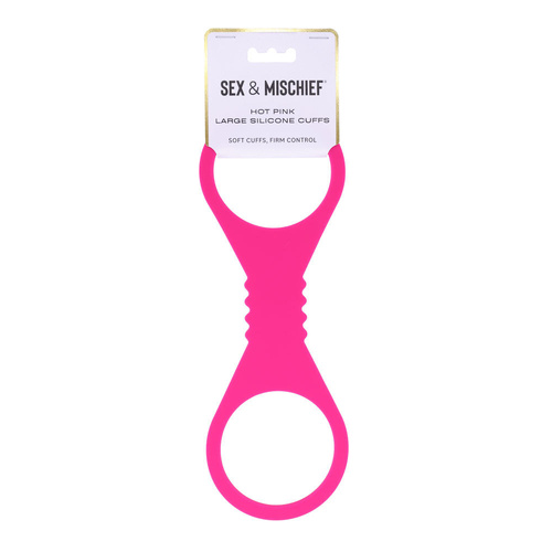 Sex & Mischief Large Hot Pink Silicone Cuffs Hot Pink Large Restraints