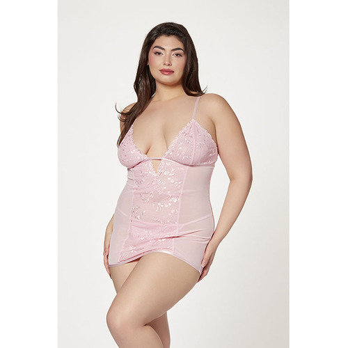 2 Pc Slim Fit Chemise/Thong Panty 3X/4X 