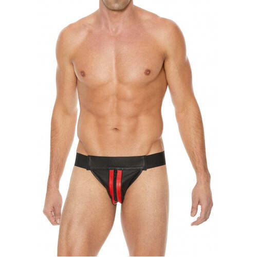 Striped Front With Zip Jock Leather S/M