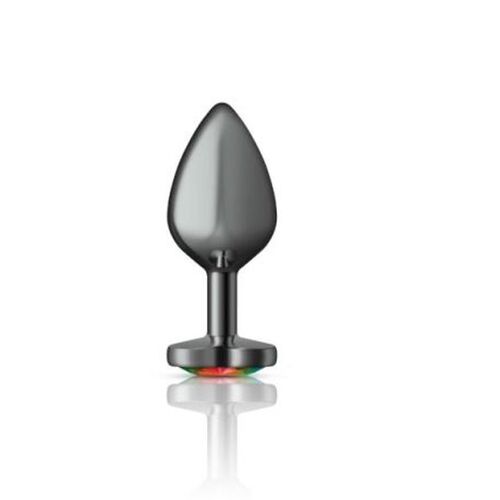 Butt Plug W Heart Rainbow Jewel Medium