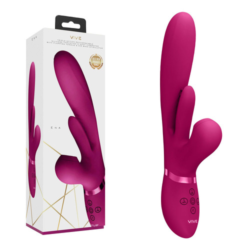 VIVE Ena - Pink Pink 25 cm USB Rechargeable Thrusting Vibrator with Air Wave Stimulator